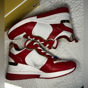 Michael Kors Red and White Women's Sneakers